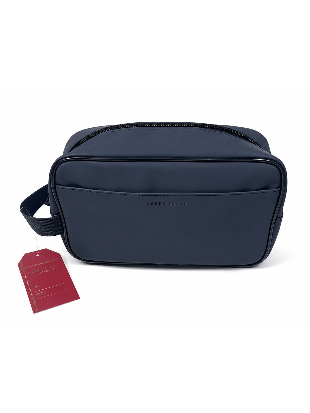 Navy blue Perry Ellis travel toiletry bag w/ a smooth water-resistant finish NWT